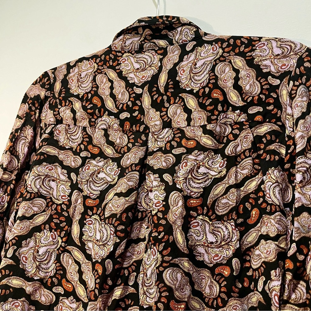 ESQUALO Paisley Floral Button Down Boho Semi Sheer Blouse Long Sleeve Top Medium - Picture 7 of 11